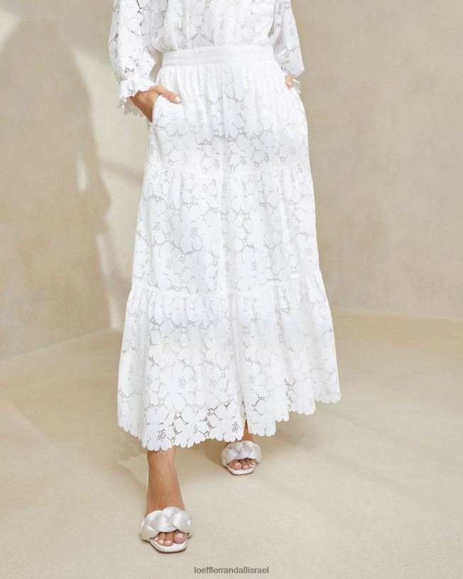 il Loeffler Randall נשים חצאית מדורגת תחרה קרם לונה שֶׁנהָב 62DD217 בגדים