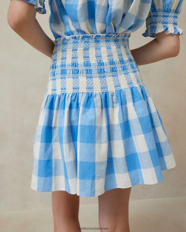 il Loeffler Randall נשים חצאית עם חלוקים של גילס ג'ינגהם כחול 62DD220 בגדים