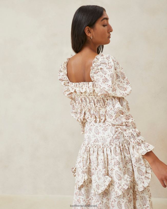 il Loeffler Randall נשים מישה פייזלי טופ סלסול גלי קרם פייזלי פרחוני 62DD239 בגדים