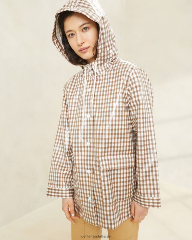 il Loeffler Randall נשים מעיל גשם ערפילי ג'ינגהם חום 62DD257 בגדים